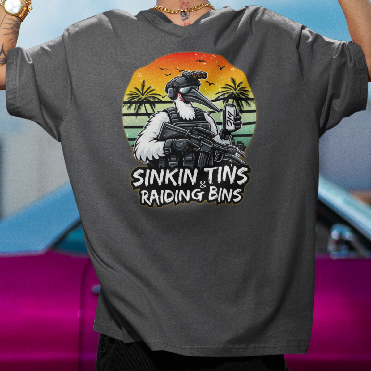 Sinkin' Tins & Raiding Bins Premium Oversized Tee